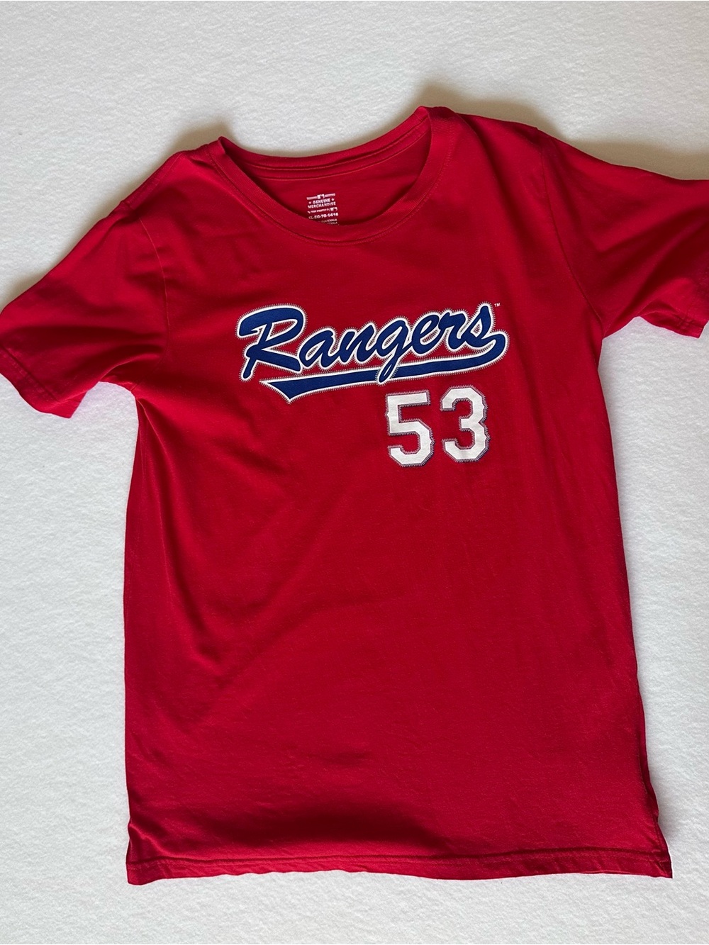 Texas Rangers Adolis Garcia #53 Red Jersey Tee Kids XL 14/16